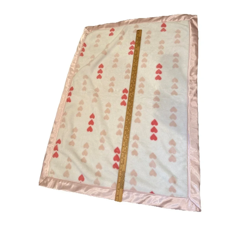 Nordstrom Baby Blanket‎ White Pink Heart Satin Trim HTF
